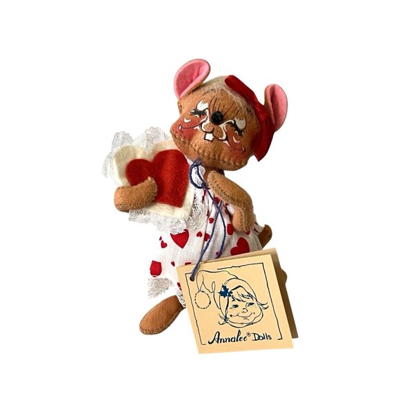 Annalee Dolls Vtg 1993 Sweetheart Girl Mouse Valentine Tags 6" Poseable - Picture 1 of 11